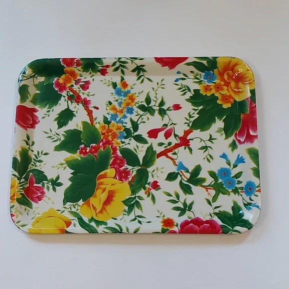 Vtg 2 Floral trays, plastic - Picture 4 of 7